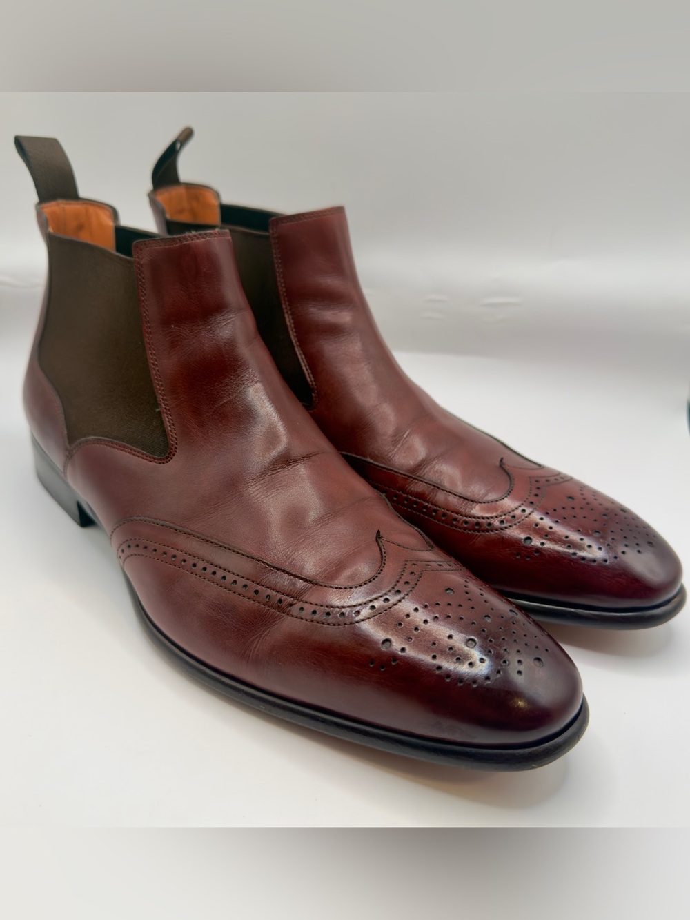 Santoni burgundy leather Ezra Chelsea boots Sz 11